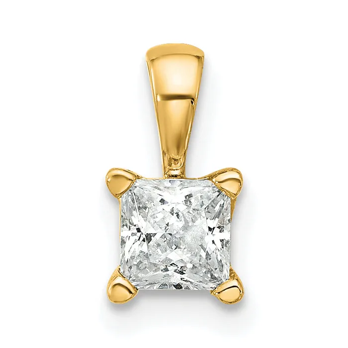 Goldia Necklaces 14k Yellow Gold 12 Ct Certified Lab Grown Diamond VSSI G Princess Four Prong Pendant Goldia Necklaces 14k Yellow Gold 12 Ct Certified Lab Grown Diamond VSSI G Princess Four Prong Pendant