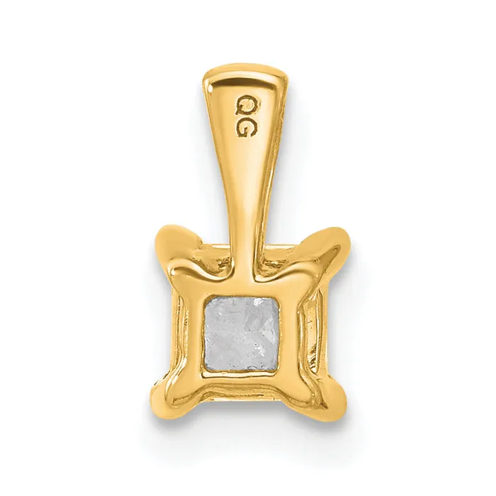 Goldia Necklaces 14k Yellow Gold 12 Ct Certified Lab Grown Diamond VSSI G Princess Four Prong Pendant