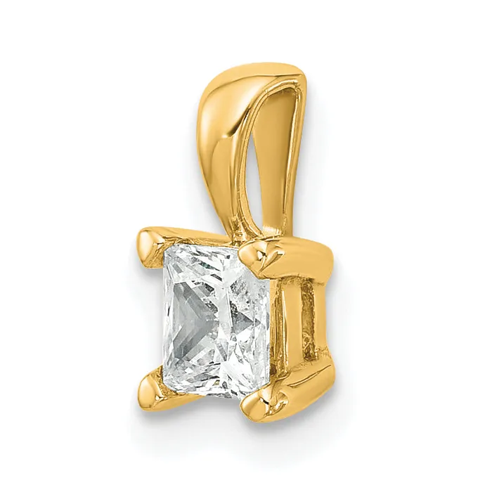 Goldia Necklaces 14k Yellow Gold 12 Ct Certified Lab Grown Diamond VSSI G Princess Four Prong Pendant