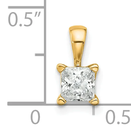 Goldia Necklaces 14k Yellow Gold 12 Ct Certified Lab Grown Diamond VSSI G Princess Four Prong Pendant