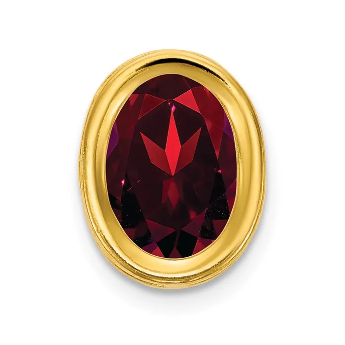 Goldia Necklaces 14K Yellow Gold 7x5mm Oval Garnet bezel pendant