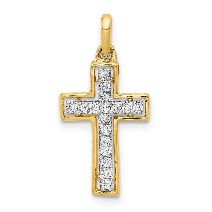 Goldia Necklaces 14k Yellow Gold and Rhodium 18ct Real Diamond Cross Pendant Goldia Necklaces 14k Yellow Gold and Rhodium 18ct Real Diamond Cross Pendant
