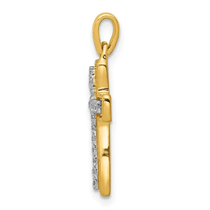 Goldia Necklaces 14k Yellow Gold and Rhodium 18ct Real Diamond Cross Pendant