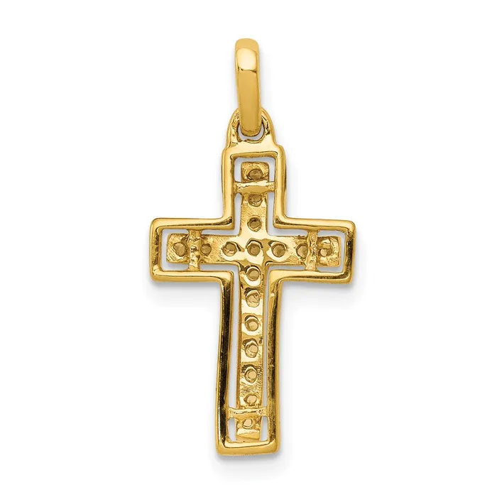 Goldia Necklaces 14k Yellow Gold and Rhodium 18ct Real Diamond Cross Pendant