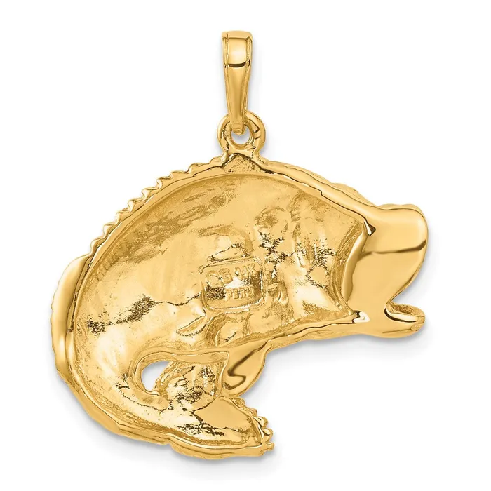 Goldia Necklaces 14k Yellow Gold Bass Fish Jumping Pendant