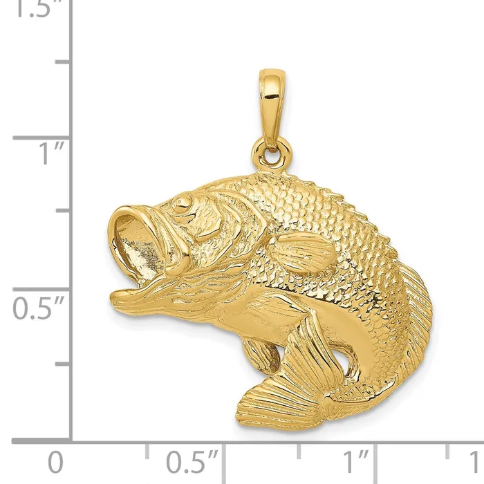 Goldia Necklaces 14k Yellow Gold Bass Fish Jumping Pendant