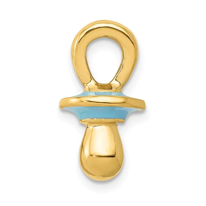 Goldia Necklaces 14k Yellow Gold Blue Enameled 3D Pacifier Pendant