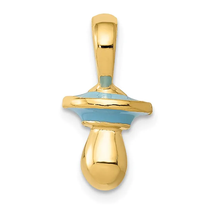 Goldia Necklaces 14k Yellow Gold Blue Enameled 3D Pacifier Pendant