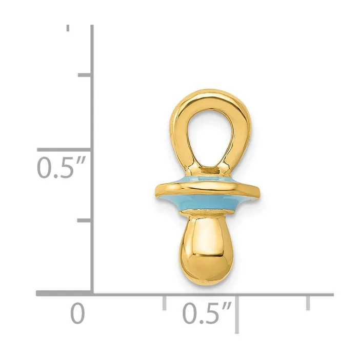 Goldia Necklaces 14k Yellow Gold Blue Enameled 3D Pacifier Pendant
