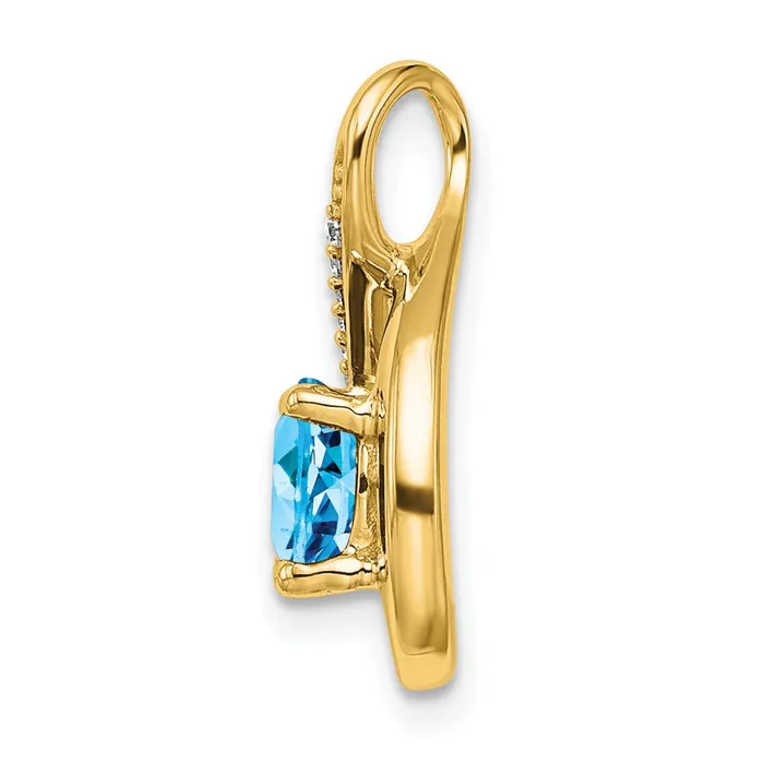 Goldia Necklaces 14K Yellow Gold Blue Topaz and Real Diamond Pendant