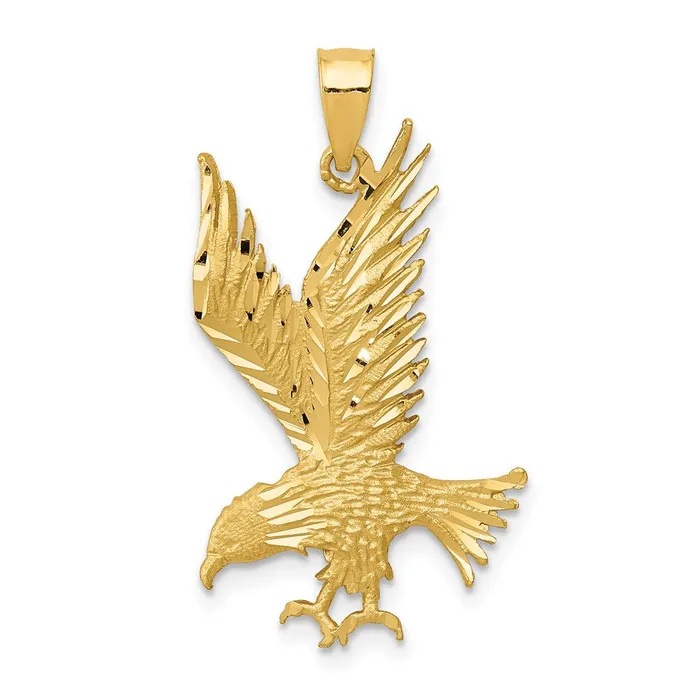 Goldia Necklaces 14k Yellow Gold Polished and Diamondcut Eagle Pendant