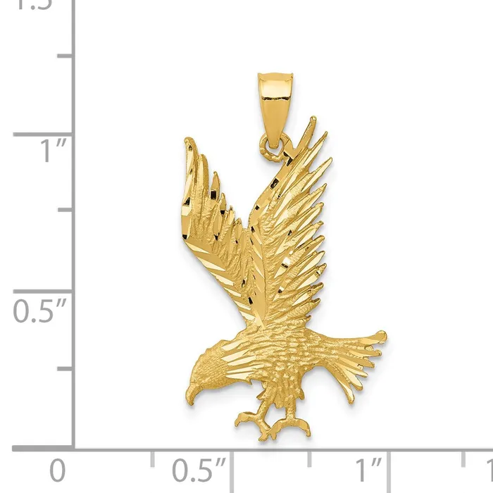 Goldia Necklaces 14k Yellow Gold Polished and Diamondcut Eagle Pendant