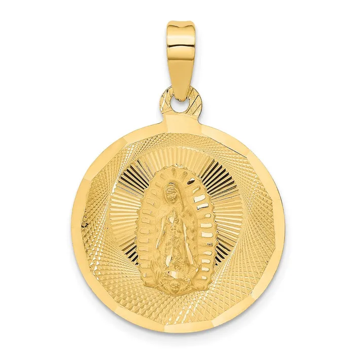 Goldia Necklaces 14k Yellow Gold Polished DC Lady Of Guadalupe Circle Pendant Goldia Necklaces 14k Yellow Gold Polished DC Lady Of Guadalupe Circle Pendant