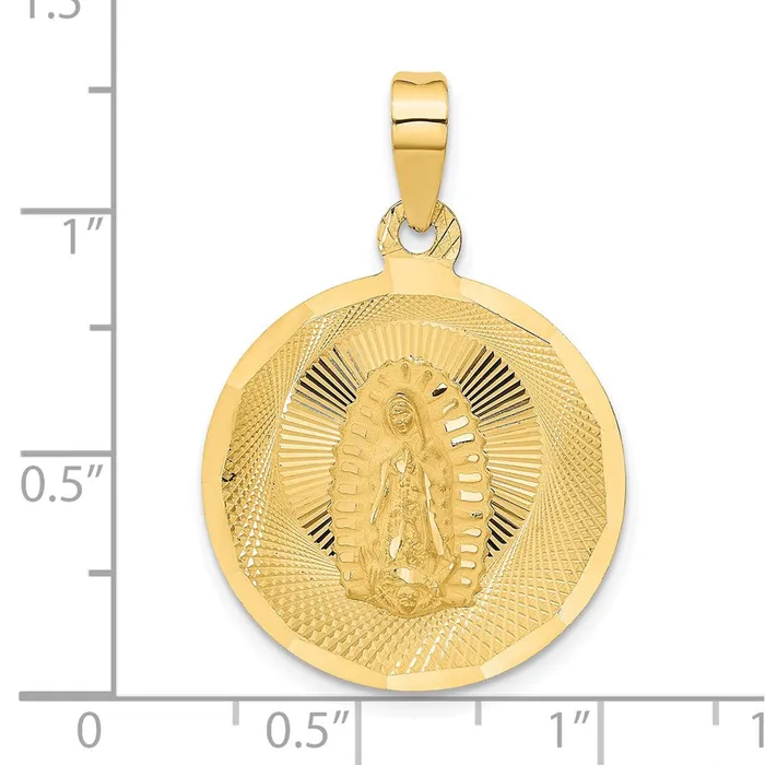Goldia Necklaces 14k Yellow Gold Polished DC Lady Of Guadalupe Circle Pendant