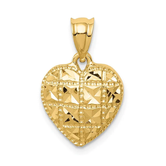 Goldia Necklaces 14k Yellow Gold Polished Diamondcut Heart Pendant