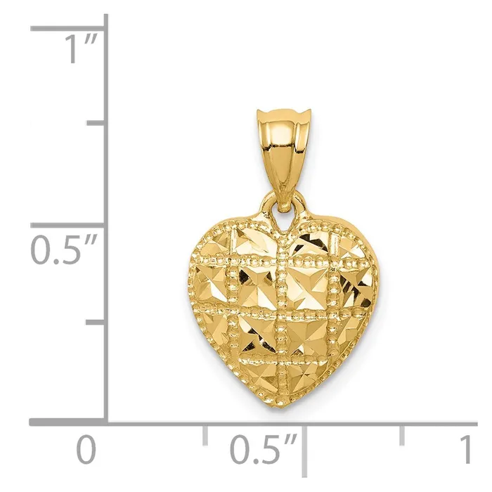Goldia Necklaces 14k Yellow Gold Polished Diamondcut Heart Pendant