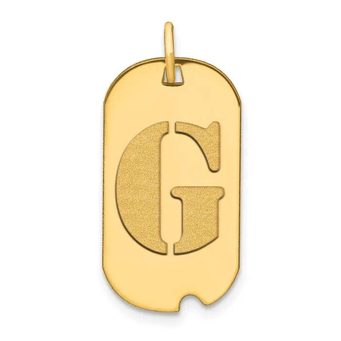 Goldia Necklaces 14k Yellow Gold Polished Letter G Initial Dog Tag Pendant