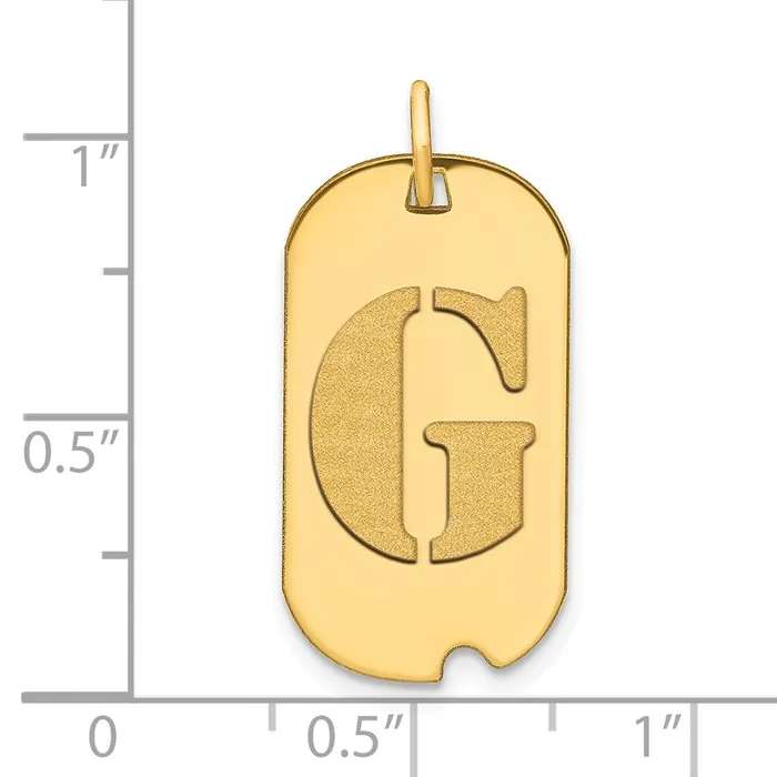 Goldia Necklaces 14k Yellow Gold Polished Letter G Initial Dog Tag Pendant