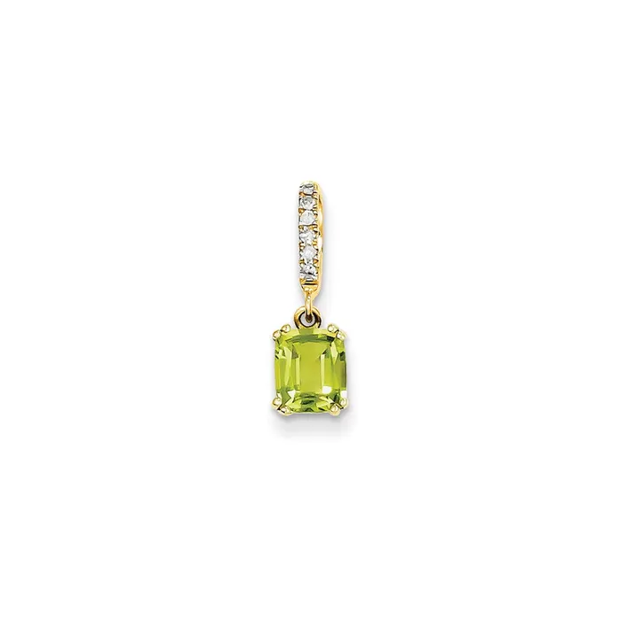 Goldia Necklaces 14K Yellow Gold Real Diamond and Peridot Pendant