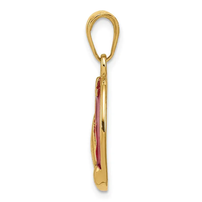 Goldia Necklaces 14k Yellow Gold Red Enamel Praying Hands and Cross Pendant