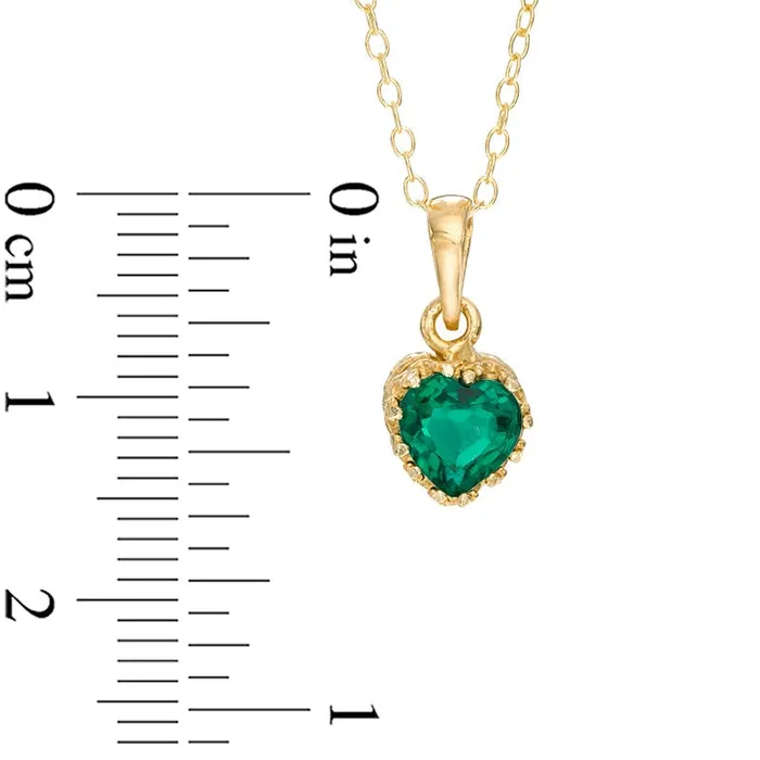 Goldia Necklaces 60mm HeartShaped LabCreated Emerald Crown Pendant in Sterling Silver with 14K Gold Plate Goldia Necklaces 60mm HeartShaped LabCreated Emerald Crown Pendant in Sterling Silver with 14K Gold Plate
