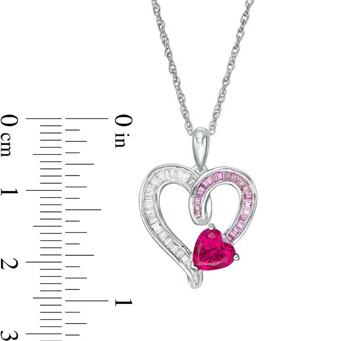 Goldia Necklaces LabCreated Ruby Pink and White Sapphire Curly Heart Pendant in Sterling Silver Goldia Necklaces LabCreated Ruby Pink and White Sapphire Curly Heart Pendant in Sterling Silver