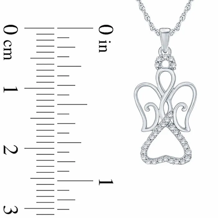 Goldia Necklaces Natural Diamond Accent Angel Pendant in Sterling Silver Goldia Necklaces Natural Diamond Accent Angel Pendant in Sterling Silver