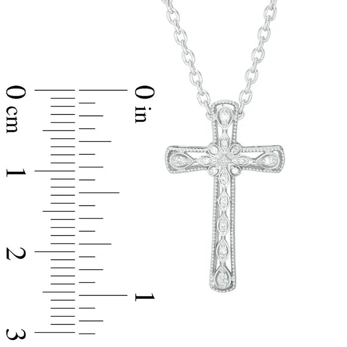 Goldia Necklaces Natural Diamond Accent Antique VintageStyle Cross Pendant in Sterling Silver Goldia Necklaces Natural Diamond Accent Antique VintageStyle Cross Pendant in Sterling Silver