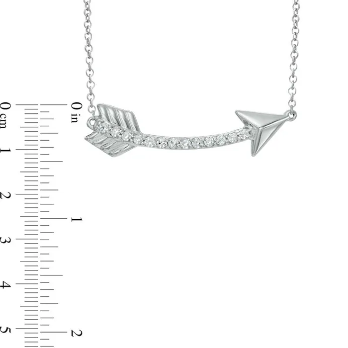 Goldia Necklaces Natural Diamond Accent Sideways Curved Arrow Necklace in Sterling Silver Goldia Necklaces Natural Diamond Accent Sideways Curved Arrow Necklace in Sterling Silver