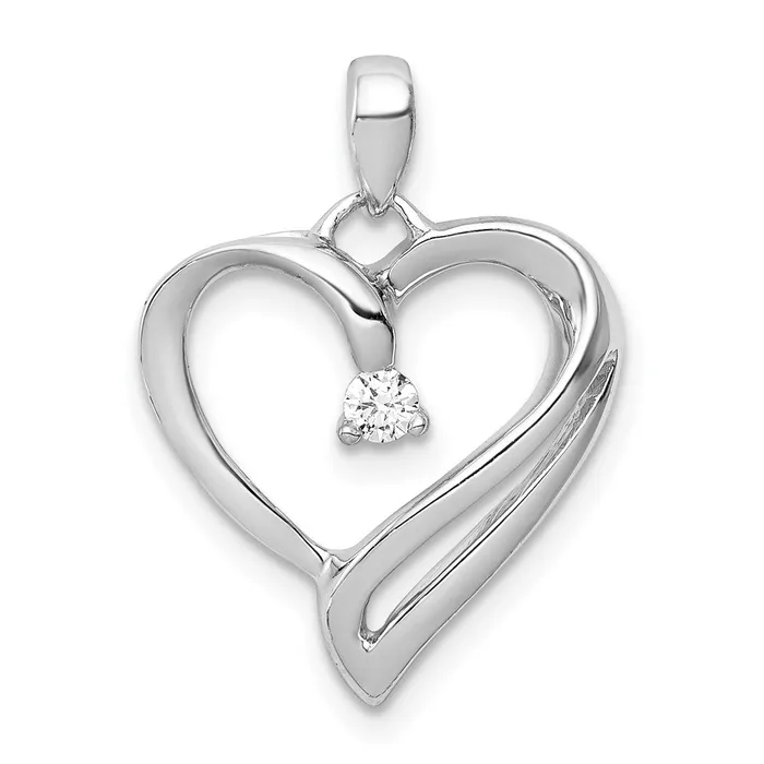 Goldia Necklaces Solid 14k White Gold 115ct Simulated CZ Heart Pendant