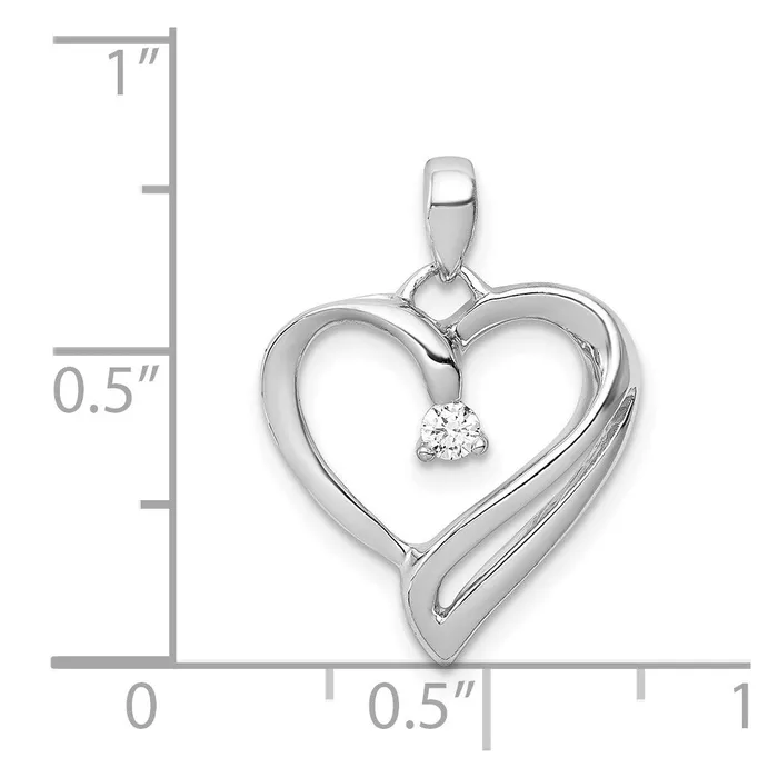 Goldia Necklaces Solid 14k White Gold 115ct Simulated CZ Heart Pendant
