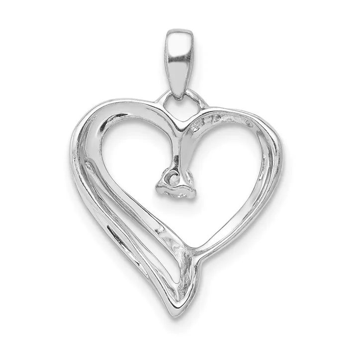 Goldia Necklaces Solid 14k White Gold 115ct Simulated CZ Heart Pendant