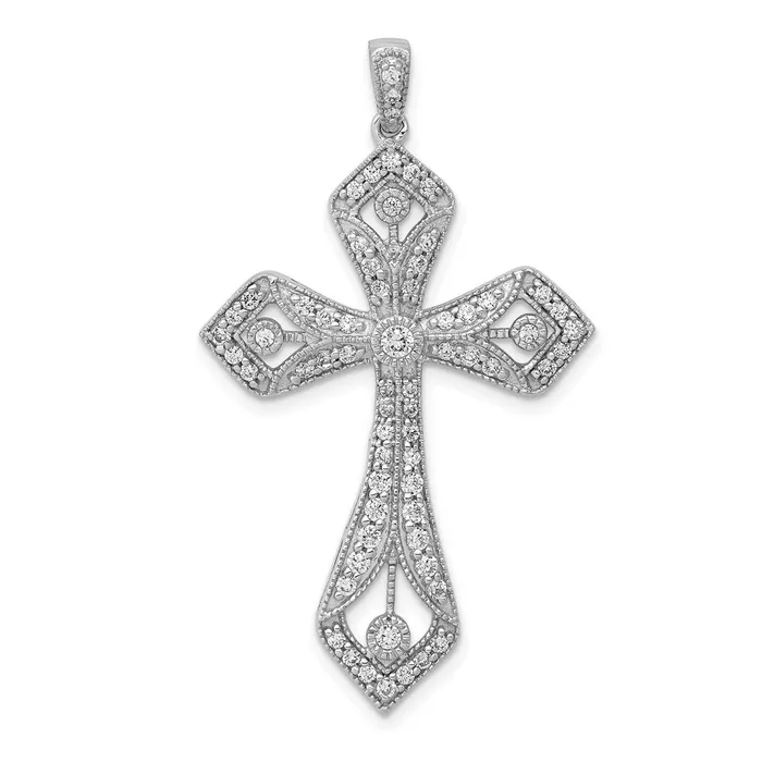 Goldia Necklaces Solid 14k White Gold 58ct Simulated CZ Passion Cross Pendant