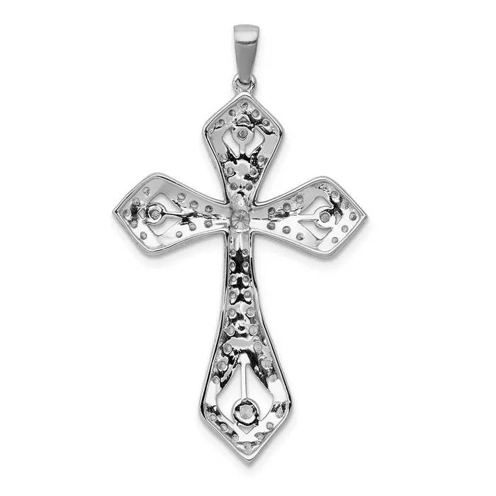 Goldia Necklaces Solid 14k White Gold 58ct Simulated CZ Passion Cross Pendant