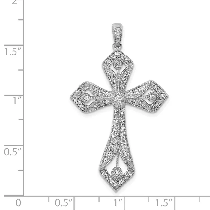 Goldia Necklaces Solid 14k White Gold 58ct Simulated CZ Passion Cross Pendant