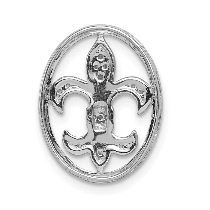 Goldia Necklaces Solid 14k White Gold Oval 15ct Simulated CZ Fleur de Lis Chain Slide