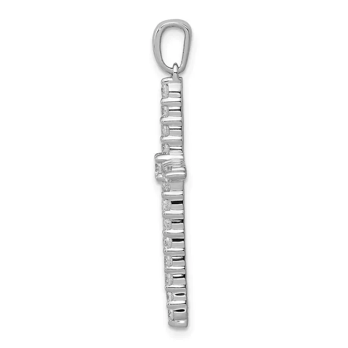 Goldia Necklaces Solid 14k White Gold Polished 12ct Simulated CZ Cross Pendant Goldia Necklaces Solid 14k White Gold Polished 12ct Simulated CZ Cross Pendant