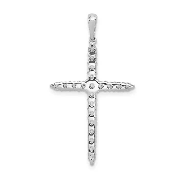 Goldia Necklaces Solid 14k White Gold Polished 12ct Simulated CZ Cross Pendant Goldia Necklaces Solid 14k White Gold Polished 12ct Simulated CZ Cross Pendant