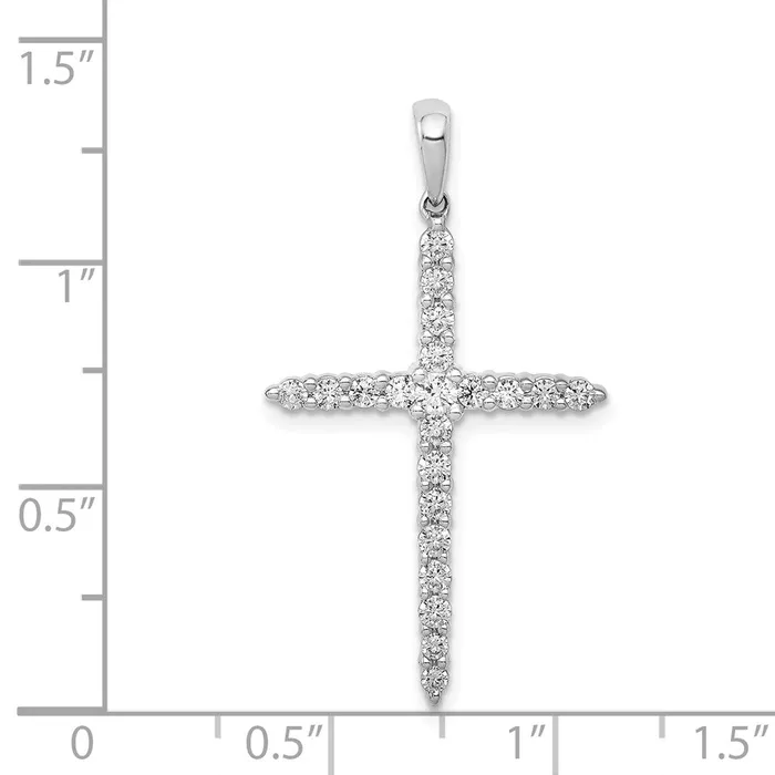 Goldia Necklaces Solid 14k White Gold Polished 12ct Simulated CZ Cross Pendant Goldia Necklaces Solid 14k White Gold Polished 12ct Simulated CZ Cross Pendant