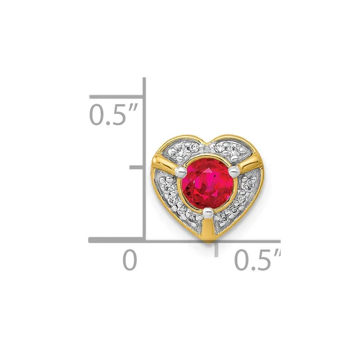 Goldia Necklaces Solid 14k Yellow Gold Simulated CZ and 33 Ruby Fancy Heart Chain Slide Goldia Necklaces Solid 14k Yellow Gold Simulated CZ and 33 Ruby Fancy Heart Chain Slide