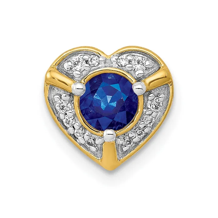 Goldia Necklaces Solid 14k Yellow Gold Simulated CZ and 33 Sapphire Fancy Heart Chain Slide