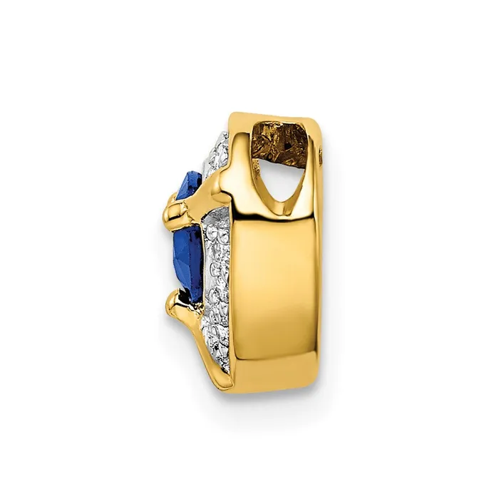 Goldia Necklaces Solid 14k Yellow Gold Simulated CZ and 33 Sapphire Fancy Heart Chain Slide