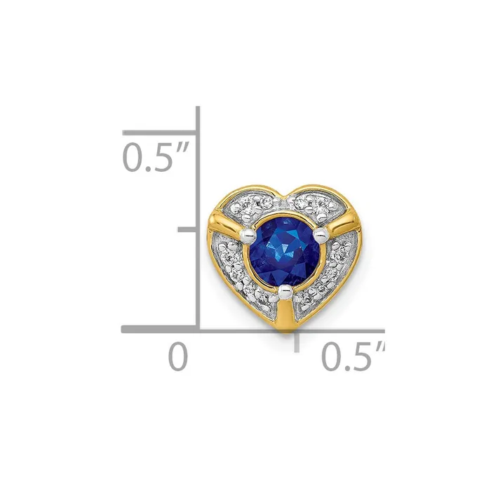 Goldia Necklaces Solid 14k Yellow Gold Simulated CZ and 33 Sapphire Fancy Heart Chain Slide