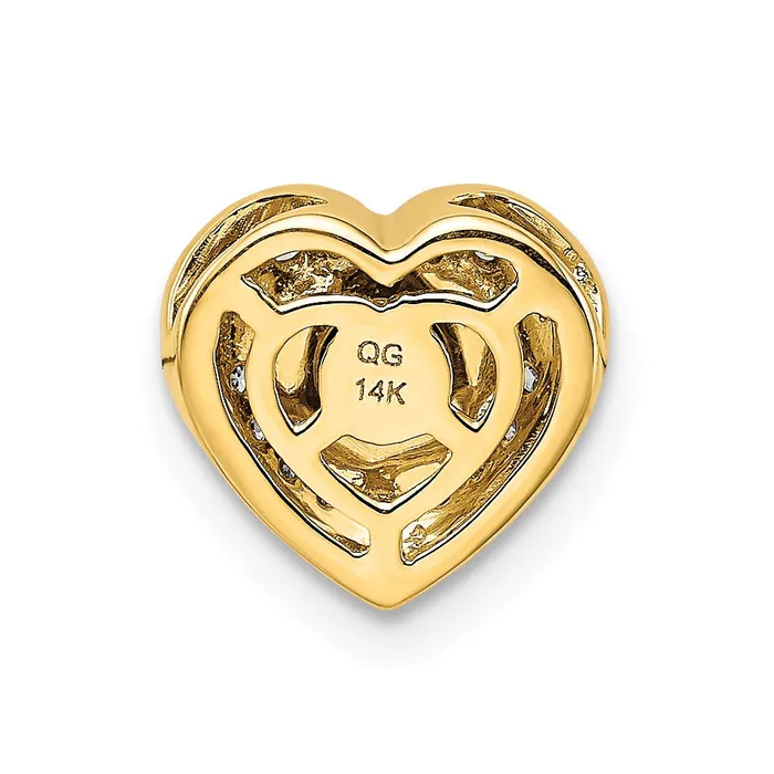 Goldia Necklaces Solid 14k Yellow Gold Simulated CZ and 33 Sapphire Fancy Heart Chain Slide