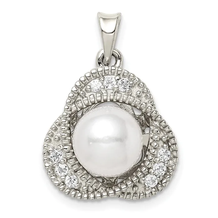 Goldia Necklaces Sterling Silver Freshwater Cultured Pearl u0026 White Topaz Pendant Goldia Necklaces Sterling Silver Freshwater Cultured Pearl u0026 White Topaz Pendant