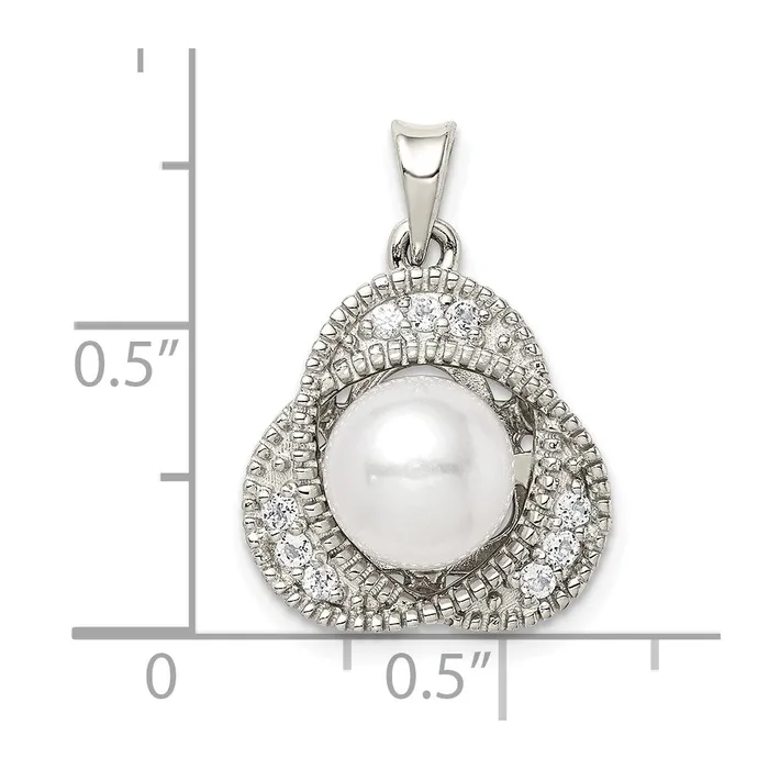 Goldia Necklaces Sterling Silver Freshwater Cultured Pearl u0026 White Topaz Pendant