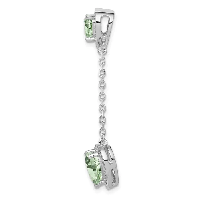 Goldia Necklaces Sterling Silver Rhodiumplated Diamond and Green Quartz Pendant