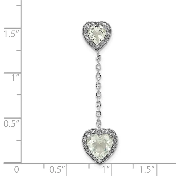 Goldia Necklaces Sterling Silver Rhodiumplated Diamond and Green Quartz Pendant