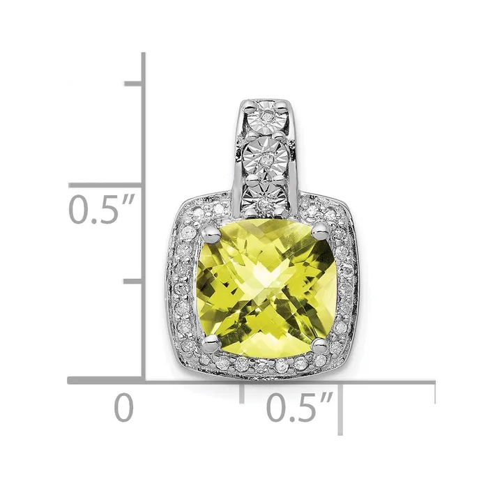 Goldia Necklaces Sterling Silver Rhodiumplated Diamond u0026 Lemon Quartz Pendant
