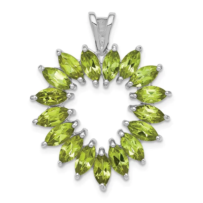 Goldia Necklaces Sterling Silver Rhodium Plated Marquise Peridot Heart Pendant Goldia Necklaces Sterling Silver Rhodium Plated Marquise Peridot Heart Pendant
